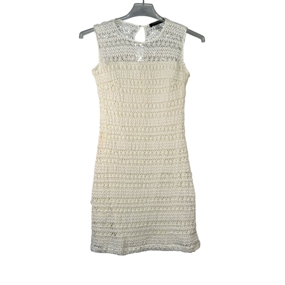 Sharagano Sleeveless Ivory Crochet Shift Dress Size 6